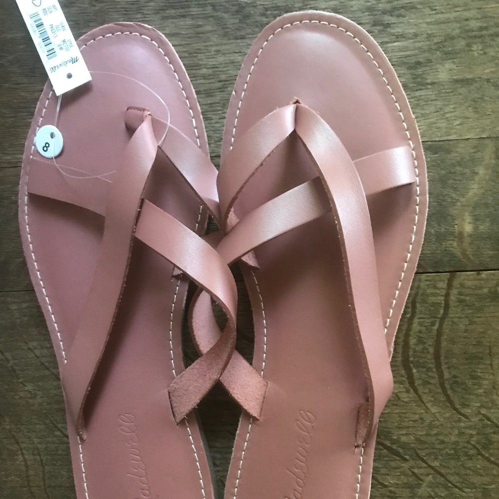 Madewell Rose The Boardwalk Thong Sandal in Leather